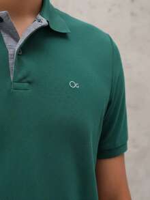 Ogochi Men's Basic Plain Polo Shirt With Logo, No Pocket, Original - Tropical Rainforest - View 5