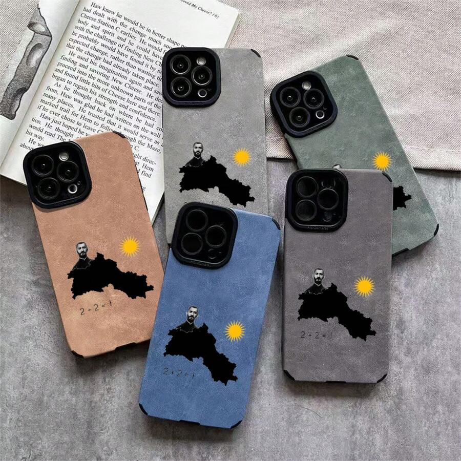 1pc Simple Kurdish Element Pattern Matte Texture Faux Leather Phone Case Suitable For IPhone 17 Air And All Series.Faux Leather Suede, Beautiful And Elegant With High Aesthetic Value.Perfect Gift For Family, Friends, And Couples - Trộn màu - Xem 1