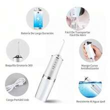 Irrigador Bucal Portátil Traje Limpiador Dientes Eléctrico Quanna Con3 Modes & 4 Nozzle IPX7 impermeable Portable Design Extraíble y Lavable inalambrica USB recargable Capacidad - Multicolor - Ver 7