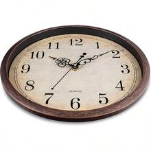 Vintage Brown Wall Clock Silent Non Ticking 12 Inch Quality Quartz Battery Operated Round Decorative Easy To Read For Home Kitchen Living Dining Room Bedroom Office Classroom School