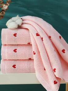 1pc/2pcs(Towel + Bath Towel) Thickened Absorbent Heart-Shaped Towel Set, Suitable For Face Washing, Bathing, Gym, SPA, Swimming, Soft And Skin-Friendly Bath Towel - Multicolor - View 9