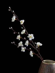1/80PCS Artificial Silk Plum Blossom Flower Branches No Stem Real Touch For Home Table Wedding Bouquet Beach Theme Party Decoration Without Vase, Fake Plants, Home, Dining Room, Living Room, Outdoor Garden Decoration,Mother's Day Gifts, Birthday Gifts, Graduation Season Gifts,Wedding Season - White - View 9