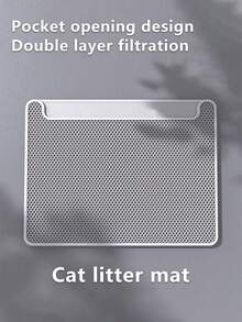 1pc Premium Eva Material Cat Litter Mat, Double Layer Single Entrance, Closure, Removable And Washable, For Indoor Home Use - Silver - View 14