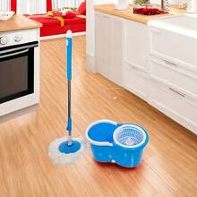 Spin Mop Bucket Set With Soap Dispenser 360°Rotating 2 Microfiber Heads 61" Adjustable Stainless Steel Handle 20QT Floor Cleaner - 藍色 - 查看 8
