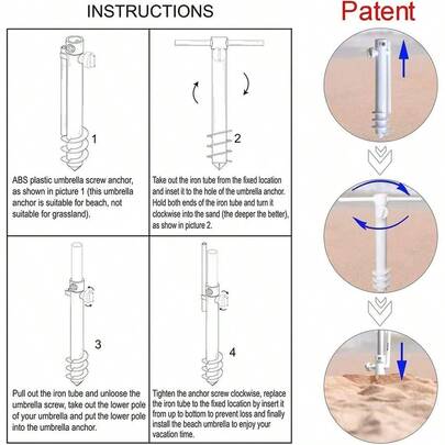 2.3m Heavy Duty HIGH Wind Beach Umbrella With Sand Anchor &Amp; Tilt Sun Shelter, UV 50+ Protection Outdoor Sunshade Um...