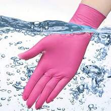 20/50/100pcs/Pack Disposable Rose Red Nitrile Gloves, Suitable For Embroidery, Manicure, Hair Styling, Painting, Dishwashing, Cleaning, Home Kitchen And Bathroom Cleaning. - Hot Pink - View 7