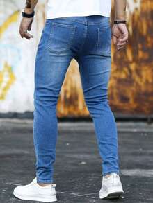 Men's Flexible Slim Jeans - Easy Movement & Daily Versatility - 藍色 - 查看 3