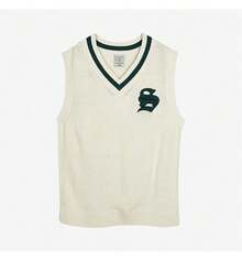 Skechers Unisex Casual Loose Knit Pullover Vest - White/Green - View 1