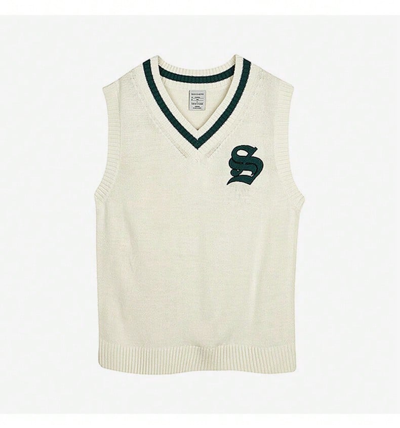 Skechers Unisex Casual Loose Knit Pullover Vest - White/Green - View 1