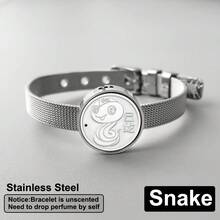 1 Pc The 12 Chinese Zodiac Animals Stainless Steel Aromatherapy Bracelet Diffuser Jewelry Adjustable Essential Oil Diffuser Perfume Bracelet Strap Bracelets - Silver - View 14