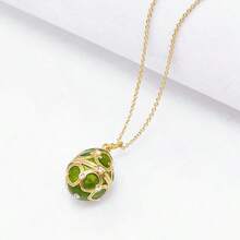 1pc Fashionable & Delicate Enamel Openable Snowflake Heart Easter Egg Pendant Necklace, Suitable For Women's Sweet & Elegant Party Jewelry, Unique Bag/Keychain Pendant, Christmas & Easter Gift - Openable Easter Egg Pendant Necklace - View 7