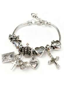 1 件 Y2K 串饰手链、1 件十字架串饰手链、复古街头时尚手链、1 件十字架和心形串饰手链、夜光手链 - 彩色 - 查看 4