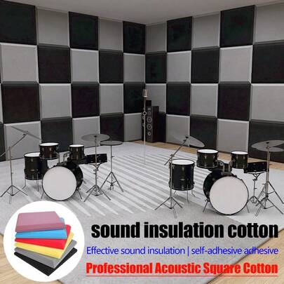 Soundproof Foam Panels, Recording Studio Soundproofing Material, Self-Adhesive Acoustic Foam For Walls, KTV Soundproof Boards, Soundproofing Decoration Panels, Polyurethane Acoustic Foam, Polyester Fiber Acoustic Panels, Noise Reduction Soundproofing Material, Suitable For Studio, KTV, Music Room, Classroom, Bedroom, Living Room