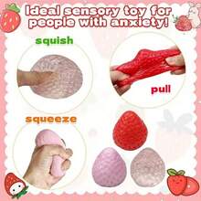 1 Pcs Handmade  Strawberry Squishy Toys - Super Soft Squishies Fidget Toys Squeeze For Kids And Adults, Includes Pink, Pink Glitters And Red Strawberries(3 Color Toys Assorted) - Đỏ - Xem 9