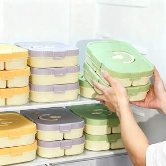 1 Stück transparente Kunststoff Kühlschrankbox mit Deckel, luftdicht abgedichtete Fleischaufbewahrungsbox, wiederverwendbare Fächerbox zum Frischhalten, mikrowellengeeignet, stapelbar, platzsparend, geeignet für Lebensmittelaufbewahrungsboxen in Küchen und Restaurants