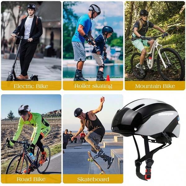 Helmet Men Women, Bicycle Helmet With Detachable Magnetic Goggles Breathable Cycling Helmet Adjustable For A...