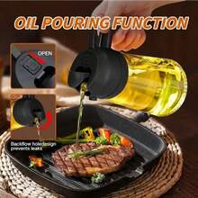 1个二合一橄榄油喷壶（带漏斗） - 玻璃油瓶，可重复灌装厨房喷雾瓶，适用于烹饪、沙拉调味、烧烤 - 精准控油，防漏设计（颜色/款式随机） - 彩色 - 查看 10