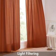 White Privacy Sheer Curtains 84 Inch, Light Filtering 2 Panels Set - Orange - View 4