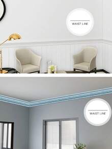 3D Walls Edging Self-Adhesive 3D Walls Edging Strip, Flexible Wall Borders Frame Peel And Stick Trim Molding, Waterproof Wall Edgings Strip Home 91 * 3.15in - 白色 - 查看 3