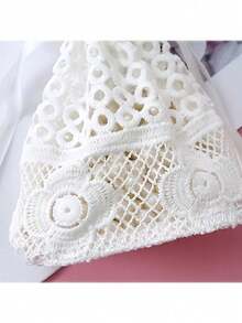 4 Stück/1 Stück Baumwoll-Kordelzugbeutel, weiße Spitzenbeutel mit Hohlmuster, Schmuckaufbewahrungsbeutel, bestickter Spitzenbeutel mit Blumenmuster, geeignet für Hochzeit, Geburtstagsfest, Hochzeitssüßigkeiten, Schmuckhandwerk, Zuhause Feiertags-Party Dekorations-Geschenkverpackungsbeutel - Verschiedenfarbig - Übersicht 7