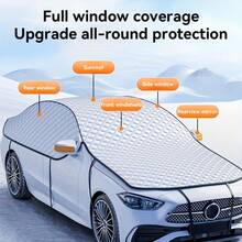 1pc All-Season Multipurpose Large Car Windshield Cover, Snow & Hail Protection, Easy Installation & Storage, Full Windshield Coverage, Reflective Strips For Nighttime Visibility, Fits All Vehicle Models Durable Windshield Protector