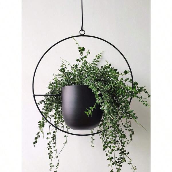 Boho Black Metal Plant HangerMetal Wall And Ceiling Hanging Planter Modern Planter Mid Century Flower Pot Plant Holder Minimalist Planter For Indoor Outdoor Home Decor