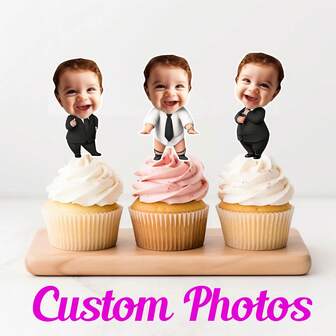 Boss Baby Cupcake Toppers - Personalized Face Designs, Create Fun Party Decorations, Customized Cake Decorations, Face Cupcakes, 1st Birthday, Birthday Decor, Printable Cake Toppers, Party Decorations, Birthday Party, Editable Cake Toppers, Baby Face Cake Decorations, Kids Party, Cupcake Decorations, Boss Baby, Boss Baby Cake Decorations