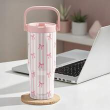Pink Bow Stainless Steel Straw Lid Tumbler 30oz With Carry Handle For Women Girls, Insulated Travel Coffee Cup, Gift For Sports Outdoor Workout Christmas Birthday - 弓 1 - 查看 7