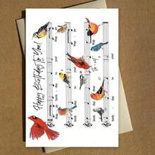 Adult Birthday Greeting Card - Musical Birds On Sheet Music For Nature & Music Enthusiasts (Includes Envelope) - Multicolor - View 9