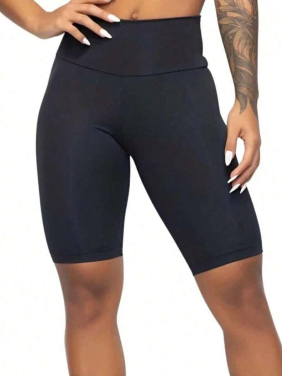 Women's Cycling Leggings, Comfortable, Basic, Suitable For Gym, Fitness, Yoga, Pilates, Vacation, And Beach. - 黑色 - 查看 1