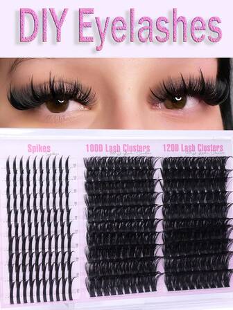 290片性感蓬松睫毛簇，80D+100D纤细单根睫毛，D卷翘睫毛簇，貂毛浓密DIY睫毛嫁接，10-18毫米