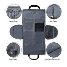 Garment Convertible Weekender Bag,Carry On Garment Bags For Travel Mens Suit Bag,Canvas Garment Duffle Bag Heavy Duty Overnight Bags For Men Women Hanging Clothes, 2 In 1 Large Luggage Dress Bag With Shoe Pouch,Black - 黑色 - 查看 7