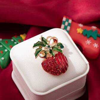 1 pieza Broche de mujer con decoración de cristal de muñeco de nieve navideño de dibujos animados de moda