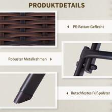 Outsunny Poly Rattan Bistro Set For 2 Person, Rattan Seating Group, Garden Furniture Set, Brown, Ideal For Balcony And Patio