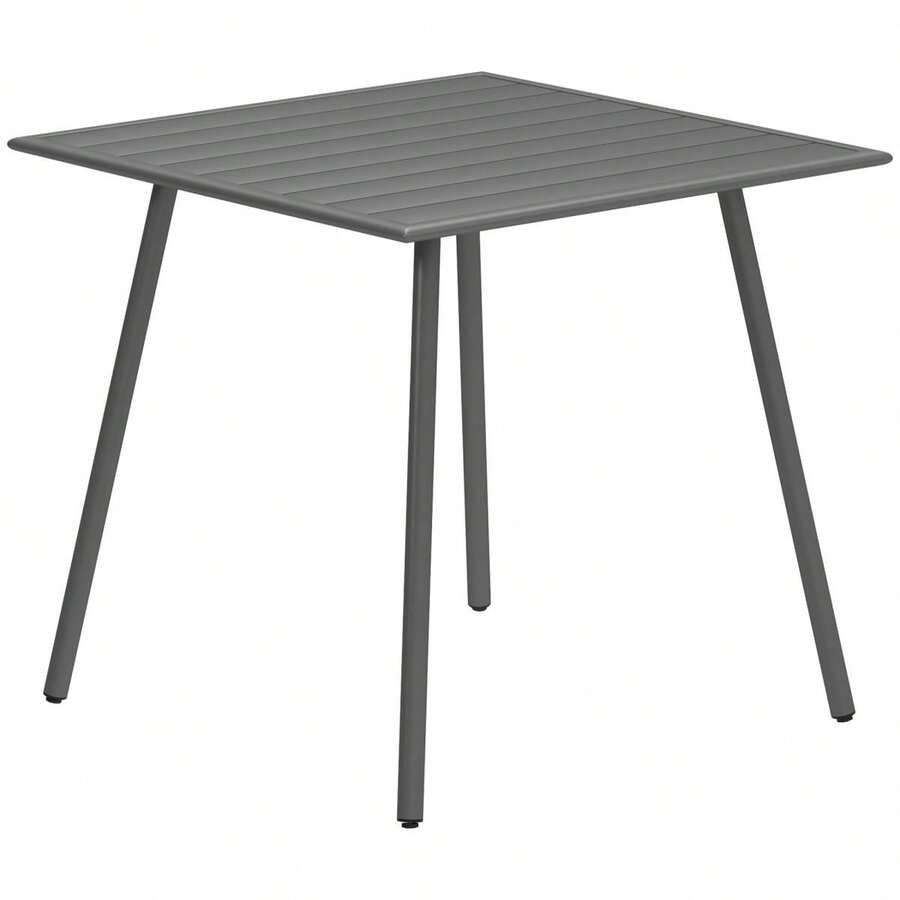 Outsunny Steel Garden Table 80 X 80 X 74 Cm, Weatherproof Side Table With Steel Frame, Non-Slip Camping Table For 4 People, Balcony Table, Patio Table, Outdoor Dining Table For Garden, Terrace, Balcony, Grey