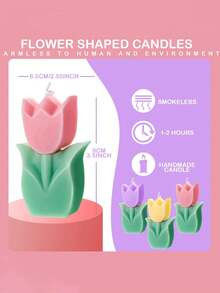 1支郁金香造型装饰蜡烛，花香型石蜡大豆香氛蜡烛，非常适合家居装饰、卧室、生日、婚礼、春季、复活节派对、礼物、情人节等场合。 - 彩色 - 查看 4