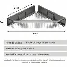 2 PCS Estante de Almacenamiento de Esquina Juego de Organizador de Ducha de Gran Capacidad Sin Taladro, Esquinero para Bao, Cocina y JabonerasGris - gris - Ver 3
