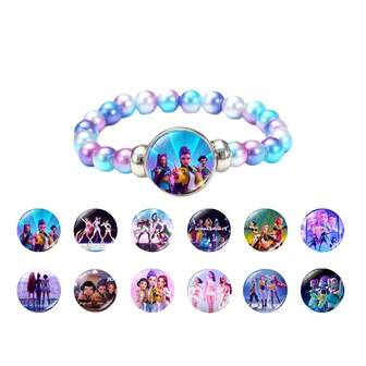 1 pieza Pulsera de moda de cazadores de demonios K-Pop para hombres y mujeres, accesorios de joyería exquisita de anime y dibujos animados para estudiantes (estilo aleatorio)