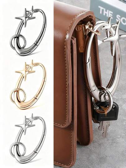 耐用的锌合金星形钥匙扣——完美搭配包袋和腰带，可用作汽车和包袋挂饰，是户外活动和感恩节礼物的理想之选。时尚的星形椭圆钥匙扣，适合作为包袋和腰带的配饰，是户外探险的理想之选。这款钥匙扣是一款便携式男女通用配饰，可用于背包、钱包、口袋和汽车后视镜装饰。