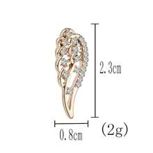 Crystal Angel Wings Feather Earrings Elegant Bridal Jewelry Party Stud Earring{Inchcolor_nameinch:InchGoldinch} - 金子 - 查看 4