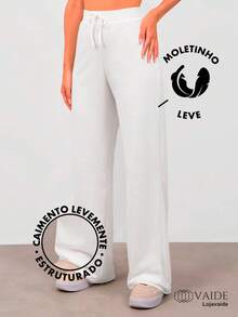 Wide Leg Pants With Flare Leg, Sophisticated Fit, Structured Style, High , Contemporary, Casual, Comfortable, Modern, Chic - 紫丁香 - 查看 3