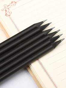黑色木质铅笔，配有电镀笔帽和绒球，精致美观的礼品铅笔 - 黑色 - 查看 6