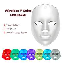 7-In-1 Facial Care Beauty Device, 7-Color LED Facial Care Tool, Automatic Cycling Facial Care Instrument, 7 Working Modes, Designed For Facial Beauty, Built-In 400mAh Rechargeable Battery, Fragrance-Free Portable + Adjustable Elastic Band, Suitable For Home And Travel, Perfect Gift For Mother And Friends - Multicolor - View 14