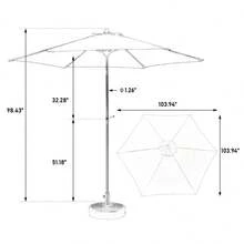 Large 9ft Double-Sided Rectangular Outdoor Umbrella With Crank (Khaki) (No Base) - 1 - View 8