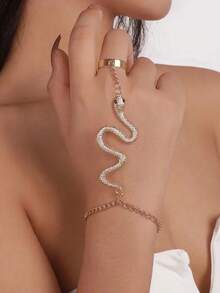 1PC Snake Design Bracelet And Ring Set Gold Plated Adjustable Two Piece Jewelry Combination Mysterious Elegant Style Gift For Women Daily Wear Date Festival Vacation Special Occasions