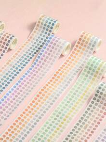 Colorful Polka Dot Washi Tape Stickers, Pre Cut Film. Suitable For Diy Scrapbooking, Cards, Photo Albums, Water Bottles, And Envelope Gift Sealing Decorations