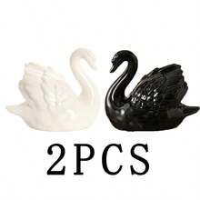 1pc Couple Swan Ceramic Decor, Creative Modern Minimalist Ceramic Swan Ornament For Home, Party, Couple, Love, Garden, Wedding Decoration - Multicolor - View 8
