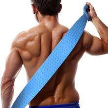 - Limpiador de silicona para ducha, 90 largo con asas, cepillo para polvo corporal para exfoliacin y masaje, cepillo para polvo de bao para hombres y mujeres azul - azul - Ver 2