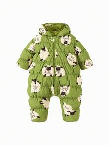 mini bala Baby Down Romper, Triple-Proof Winter Snowsuit, Soft & Warm 2025 New - Green Tone - View 4