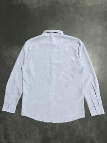 男士休闲竹纤维柔软透气通勤纯色纽扣衬衫 - 霧霾藍 - 查看 10